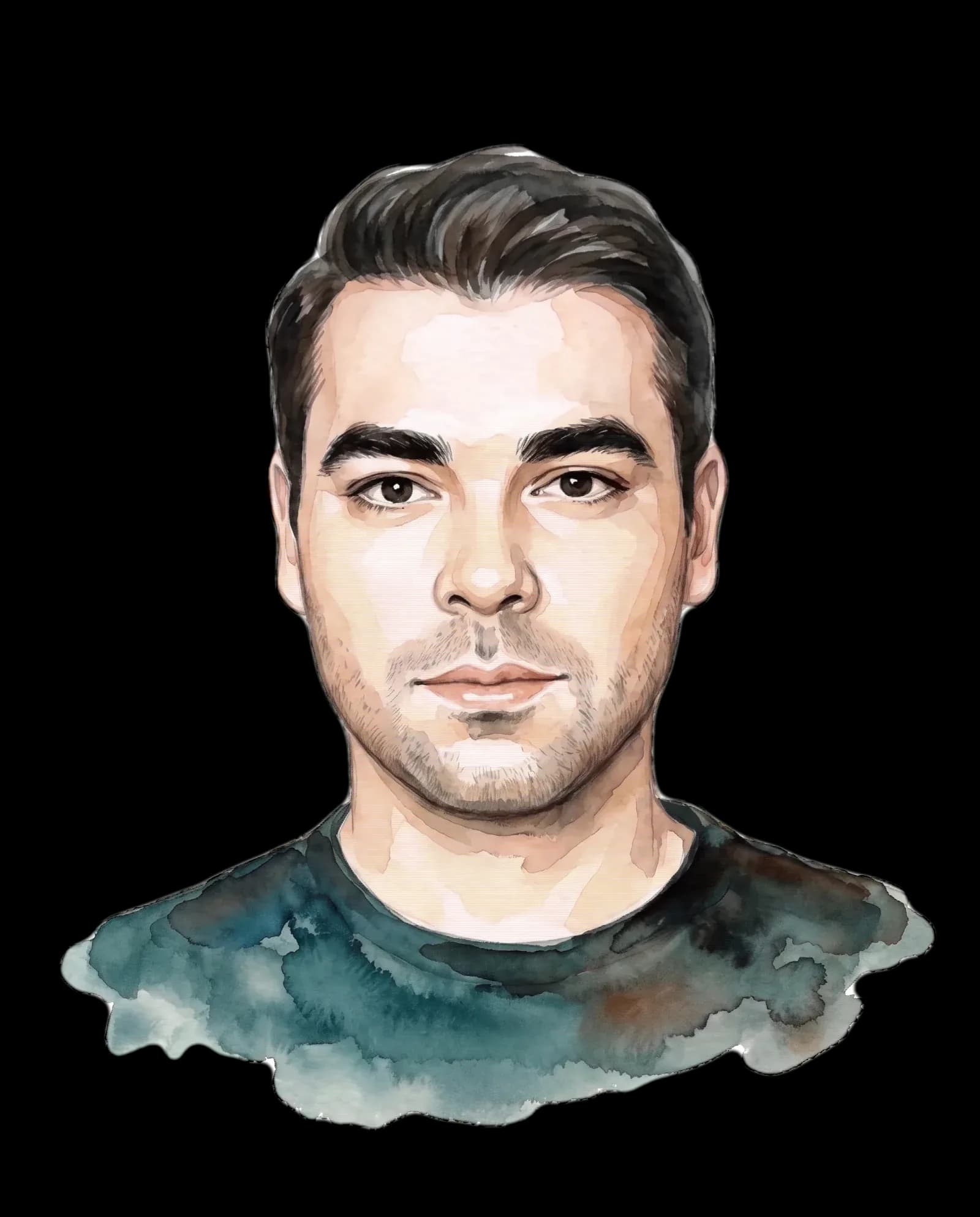 Watercolour portrait of John Muhammadi, M.D.