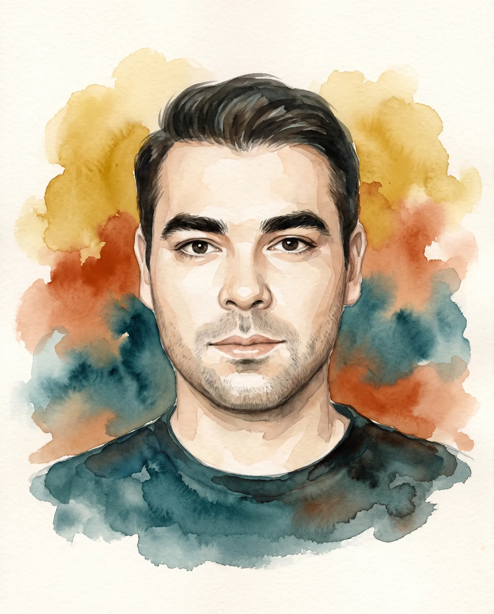 Watercolour portrait of John Muhammadi, M.D.